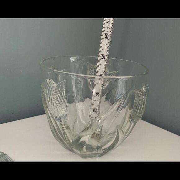 Embossed Tulip Candy Biscuit Dish w/ Lid 8” Tall Leaves Glass Flowers Floral - Picture 4 of 15